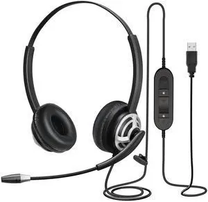 MAIRDI USB Headset With Microphone for Computer, PC, Laptop - Noise Canceling for Teams, Zoom, Office, Call Center, VoIP Phone Calls - Dictation for Dragon Voice Recognition