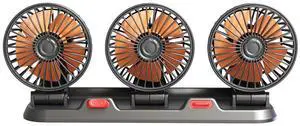 ERYUE Electric fan, 3 Heads Car Fan Portable Air Cooling Fan Silent Electric Fan 360° Rotation with 2 Wind Speed Phone Number Display for Car Truck SUV RV Marine Boat