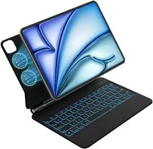 Sooguard Magic Keyboard Case for iPad Air 11" (M3 2025/M2 2024) & iPad Pro 11" (1st/2nd/3rd/4th Gen) - 7-Color Backlit, Multi-Touch Trackpad, Magnetic Slim Protective Cover for iPad Air 5/4, Black