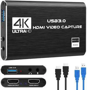 Capture Card Nintendo Switch, 4K HDMI Video Capture Card, 1080P 60FPS, HDMI to USB 3.0 Capture Card for Streaming Work with Camera/Xbox/PS4/PS5/PC/OBS
