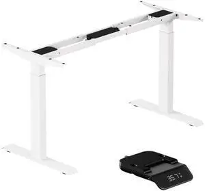 Standing Desk Frame 2 Stages with Smart Paddle Controller.Gyroscope Sensitive to collisions.Heavy Duty Adjustable Desk Frame for 40 to 72 inch Table Tops,Dual Motor,Load 275 lbs.White