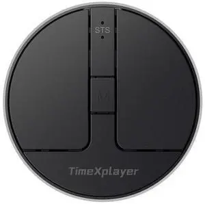 TIMEXPLAYER Stylish Mini Round Mouse with Pressure Sensing Reel, Ultra Portable Wireless Mouse Connectivity: Wired, 2.4G and Dual Bluetooth, Rubber Case Included (BT1/BT2-Black)