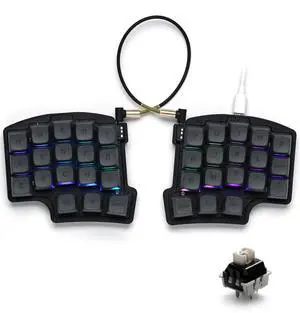 YIVU wired split mechanical keyboard 40% layout 3*5 orthogonal layout PBT keycaps ergonomic Support QMK/VIAL key remapping Hot-swappable RGB gaming keyboard Pre-lubricated linear switches Smooth feel