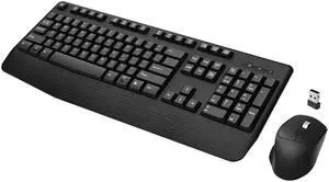 Wireless Keyboard and Mouse Combo, Full-Sized 2.4GHz Wireless Keyboard with Comfortable Palm Rest and Optical Wireless Mouse for Windows, Mac OS PC/Desktops/Computer/Laptops (Dark Gray)