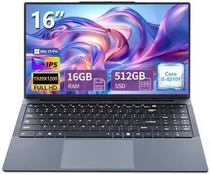 Omnica 2025 Laptop i5, 16 inch Laptop Computer Up to 3.60GHz, Traditional Laptop Computers with 16GB RAM 512GB SSD, FHD 1920x1200, 180° Angle Open, Backlit Keyboard, Lap top for Student Business Work