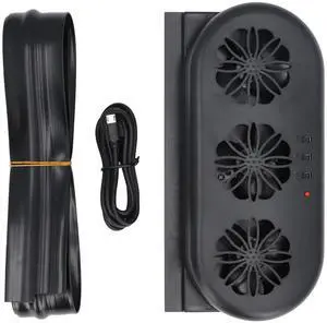CHEOTIME USB Powered 3 Fans, Car Front Window/Rear Window Vent Exhaust Fan Car Radiator Vent with Ventilation Black