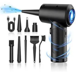 Compressed-air-Duster-Electric- 12,0000RPM -air Duster with LED Light, 3 Gear 7600mAh Rechargeable Jet Dryer Blower for Computer Keyboard Cleaner for car Jet Fan for car Dry