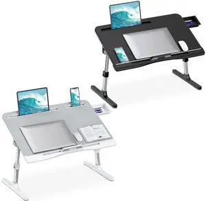 HETTHI Laptop Desk for Bed, Adjustable Height & Angle, Foldable & Portable, Ergonomic Design, Space-Saving