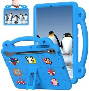 Sfulatdc Kids Tablet Case with Handle and Stand Lightweight Shockproof Cute Cover Compatible with Samsung Galaxy S7 Plus/ S8+/S9 Plus/S9 FE+/S10+ 12.4" Blue