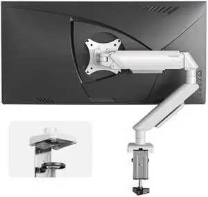 FULKUN Single Monitor Mount for 13 to 32 Inch Screens up to 22 lbs,Aluminum Ultrawide Screen Arm for Samsung Odyssey G9 and More, Fully Adjustable Monitor Stand for Desk, VESA 100x100mm (White)