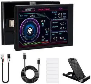 3.5" IPS USB Mini Screen Computer Temp Data Monitor Display Type-C Sub Screen for PC ARGB Computer Case Secondary Screen