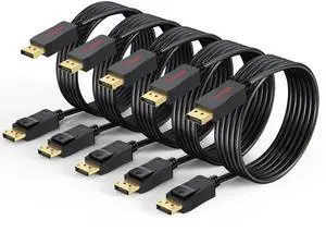Ureegle DisplayPort Cables 6 Feet, 5 Pack DisplayPort to DisplayPort DP to DP Male to Male Cord, High Speed DisplayPort Cables Supports 4K@60Hz, 2K@165Hz, 2K@144Hz