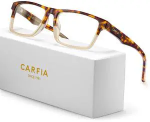 CARFIA Rectangle Blue Light Blocking Glasses for Men, UV Protection Computer Gaming Glasses Eye Health
