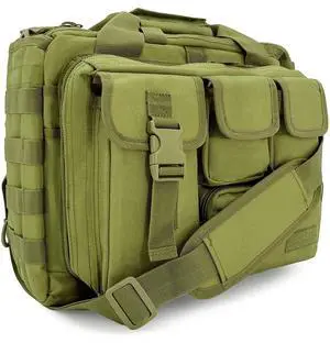 Jaegvida Tactical Briefcase Laptop Military Messenger Bag Tablet Shoulder Carrying Case for 14'' and 15.6" (Army Green)