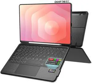Doohoeek Keyboard Folio w/Status Screen for Samsung Galaxy Tab S11 11 inch 2025, Tab S11 11" Bluetooth Keyboard with Trackpad & Any-Angle Stand & Backlit Key, Tab S11 Keyboard Cover
