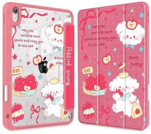 Mektron for iPad 11th/10th Generation Case 2025 iPad 11 inch A16 Cover with Pencil Holder Fit iPad 10.9 inch 2022 Shockproof Clear Shell, Cute Puppy-Red