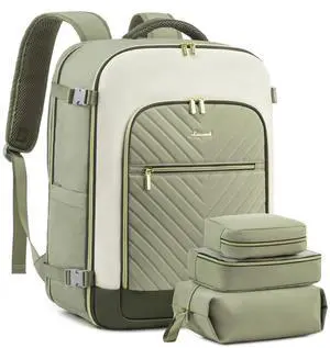 LOVEVOOK Large Travel Backpack for Women, TSA Carry on Backpack for Airplanes, 50L Personal Item Travel Bag for Women fits 17" Laptop,Waterproof Carry on Bag Airplane Approved with 3 Packing Cubes