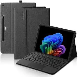 Akkerds Compatible with Microsoft Surface Pro 12 Case 2025, Multiple Viewing Angle Case with Slim Pen 2 Holder, Business Portfolio Leather Type Cover, Black