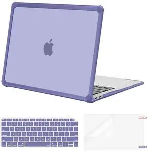 MOSISO Compatible with MacBook Air 13 inch Case 2022-2018 Release A2337 M1 A2179 A1932, Anti-Cracking Heavy Duty Plastic Hard Shell Case with TPU Bumper&Keyboard Cover&Screen Film, Lavender Gray