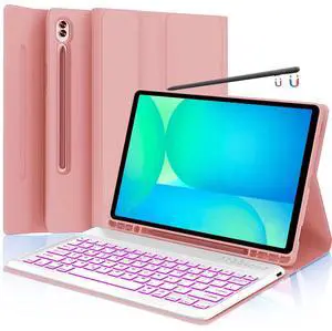 Keyboard Case for Samsung Galaxy Tab S10 FE Plus 13.1", Smart S10fe+ Keyboard Case with S-Pen Holder, Rose Gold
