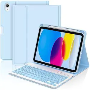COO for iPad 11/10th Gen Case with Keyboard 11/10.9 inch 2025 A16/2022, Detachable Wireless Bluetooth KeyboardCase Built-in Right Side Pencil Holder, Auto Wake/Sleep for iPad A16 Keyboard Case(Blue)