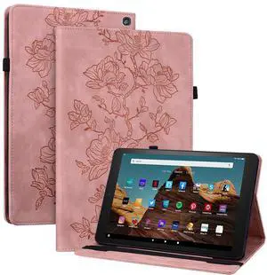 YHDXUYS Case for Amazon Fire HD 10 and 10 Plus Tablet (13th/11th Generation, 2023/2021 Release), Slim PU Leather Folio Cover with Multi-Angle Stand and Pen Holder, Pink