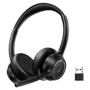 Gixxted (2025 Upgraded) Wireless Headset with Mic for Work, Bluetooth Headset with Noise Canceling Microphone, Wireless Headphones with Mic and USB Dongle and Mute, Fit for Computer/PC/Teams