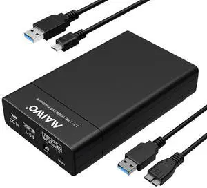 MAIWO Dual Bay RAID Hard Drive Enclosure with USB 3.0 for 2.5 Inch SATA SSD/HDD, Support UASP 12TB Capacity, RAID 0/1/JBOD/PM, Tool Free External HDD Enclosure MAIWO Dual Bay RAID Hard Drive Enclosure with USB 3.0 for 2.5 Inch SATA SSD/HDD, Support UASP 12TB Capacity, RAID 0/1/JBOD/PM, Tool Free External HDD Enclosure