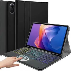 DKAHOEE Backlit Touchpad Keyboard Case for Xiaomi Redmi Pad 2 2025 11 Inch, 3-Zone Rainbow Backlit Wireless Keyboard with Slim Stand Cover Case for 11 Xiaomi Redmi Pad 2 2025 Released