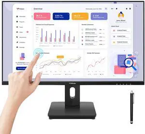 FYHXele 27 Inch Touchscreen Monitor, IPS FHD 1080P Touch PC Display, 75Hz, LED Backlit Multi-Touch Monitor, VESA, HDMI & VGA & USB Computer Touch Screen for Gaming, Business, Warehouse, Bar, Gym