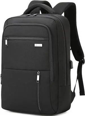 DUSLANG 15.6 Inch Laptop Backpack for Travel Water Resistant College Backpack for Men Women Laptop Bag with USB Charging Port Business Backpack,Black