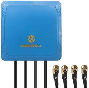 Maswell 4X4 MIMO 5G External Antenna, Omni BroadBand 700-6000MHz | 4G+ LTE-A 5G NR 5G | WiFi 6 Bluetooth | Screw Adhesive Mount, SMA Male 3dBi Low Gain Outdoor for IoT M2M, NOT for Speed Competition
