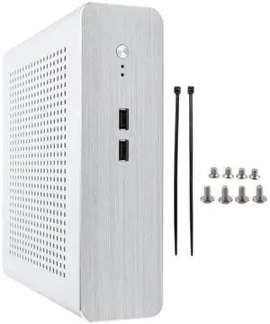 Heayzoki Mini ITX Case, Ultra Thin Aluminum HTPC Chassis for 170x170mm ITX Motherboard, Supports 4x4010 Fans and DC ATX PSU, Wall Mountable (2X USB, 2x2.5 HDD/1x3.5" HDD)