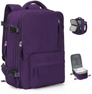 VGCUB Large Travel Backpack with Vacuum System Carry on Personal Item Storage Compression Seal Bags for Clothing with Pump Work Business Vacpack Laptop Backpack for Women Men Dark Purple