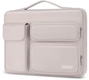 MOSISO 360 Protective Laptop Case 13.3 inch, 13-13.3 inch Laptop Sleeve Compatible with MacBook Air/Pro 13 / Pro 14, HP Dell ASUS Lenovo,Side Open Bag with 2 Raised&1 Flapover Pockets, Stone Gray