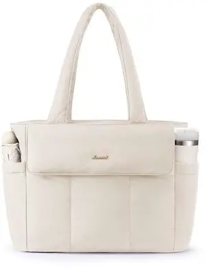 LOVEVOOK Laptop Bag for Women, 17.3Inch Puffer Multiple Pockets Work Tote Bags Large Computer Bag Purse for Teacher Nurse, Quilted Lightweight Casual Shoulder Bag for Travel, Daily