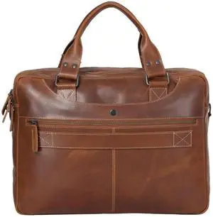 Premium 16-Inch Leather Laptop Briefcases & Messenger Bag The Perfect Office Satchel for Modern Professionals men and women (Tan)