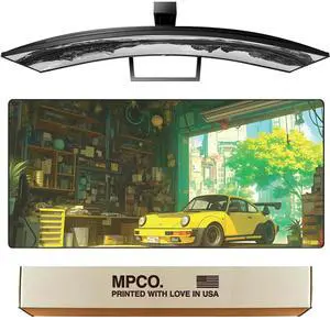 MPCO. Manga Motors Large Gaming Desk Pad - 36" x 17" Duraglyde Fabric Gramps-Garage Desk Mats - Non-Slip, Washable, Smooth Glide for Precision Gaming & Work
