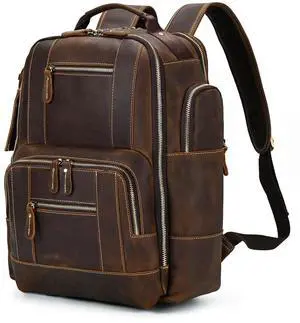 SAIION Vintage Full Grain Leather Backpack for Men, 16" Laptop Rucksack For Men Hiking Trave Work Business Bag, 9517 Brown SAIION Vintage Full Grain Leather Backpack for Men, 16" Laptop Rucksack For Men Hiking Trave Work Business Bag, 9517 Brown