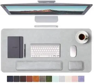 RENMTURE Large Mouse Pad and Keyboard Wrist Rest, Desk Pad for Keyboard and Mouse, Large Gaming Mouse Pad with Wrist Support, Desk Mat for Work and Gaming (Light Gray)