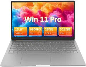 Auusda 2025 15.6" IPS Laptop - Ryzen 9 6900HX 16GB RAM 512GB SSD, DDR5, (8-Core 16-Thread, 3.3GHz - 4.9GHz), Backlit Keyboard, Fingerprint Login, Numpad, Computer with 100W Type-C, HDMI, Win 11, Grey