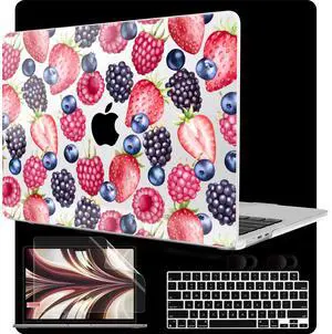 MEEgoodo Case for M4/M3/M2 MacBook Air 13.6 inch Case 2025 2024 2022, Fit Model A3240/A3113/A2681, Laptop Hard Shell with Keyboard Cover Compatible with MacBook Air 13 inch, Fresh Berries Pattern