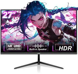 LXZ 27 Inch 4K Monitor with Built-in Speaker, 60Hz UHD Gaming Monitor, Adaptive-Sync, VA Panel, 2X HDMI 2.0, 2X DP 1.4, VESA Mountable