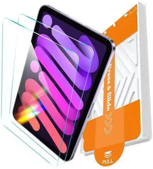 EZ-GLAZ-2 Pack Screen Protector for iPad Mini 8.3" [Mini A17 Pro 7th Gen 2024 & Mini 6th Gen 2021 Release]9H+ Hardness 12FT Military Grade Shatterproof Long Durable Tempered Glass Film with Flawless F