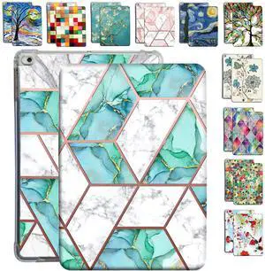 DuraSafe Cases for iPad PRO 10.5 Inch 2017 Air 10.5 3rd Generation 2019 [ Air 3 ] A1701 A2152 A2123 MQF12LL/A MQEY2LL/A MQF22LL/A TPU Ultra Printed Flip Case with Corner Protection - Marble Green