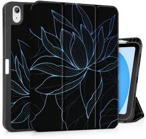 May Chen for iPad (A16) 11th Generation Case 11 Inch 2025, iPad 10th Gen Case 2022 10.9 inch, Trifold Stand with Auto Wake/Sleep Soft TPU Protective Stand Back Cover, Botanical line
