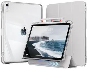 zoyu Hybrid Case for iPad Air 11 Inch M3 2025/M2 2024, iPad Air 5th/4th Generation Case 2022/2020 10.9 Inch with Pencil Holder, Detachable Sliding Cover with Clear Hard Back Shell (Light Gray)