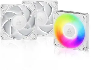 ARCTIC P12 Pro A-RGB (White) - 3 Pack - Powerful Premium Fan, 120 mm PWM Fan with Y-Cable Splitte, 600-3000 RPM, 0 RPM <5% PWM, 5V Digital RGB, Fluid Dynamic Bearing - White
