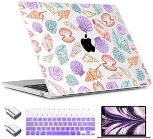 TWOLSKOO for MacBook Air 15 inch Case 2025 2024 2023 Release M4 A3241 M3 A3114 M2 A2941, Plastic Hard Shell & Screen Protector & Keyboard Cover & Type C Adapter, Colorful Shells
