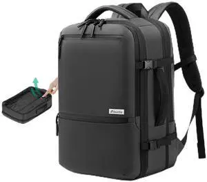 Dinictis Vacuum Seal Travel Backpack 60L Built-in Pump, Expandable Backpack with Vacuum Compression fits 17 inch Laptop, Waterproof Carry On Suitcase Luggage suit for Short Trip and Business-Dark Grey